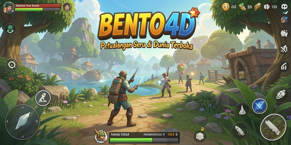 Screenshot gameplay BENTO4D dengan pemandangan dunia terbuka yang menakjubkan.