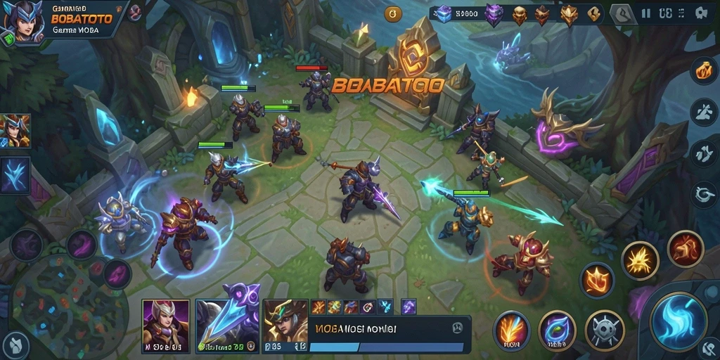 Tampilan gameplay seru dari BOBATOTO di arena MOBA.