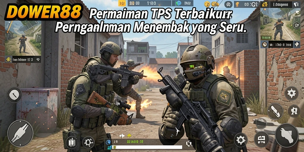 Screenshot DOWER88 menampilkan aksi pertempuran TPS yang mendebarkan.