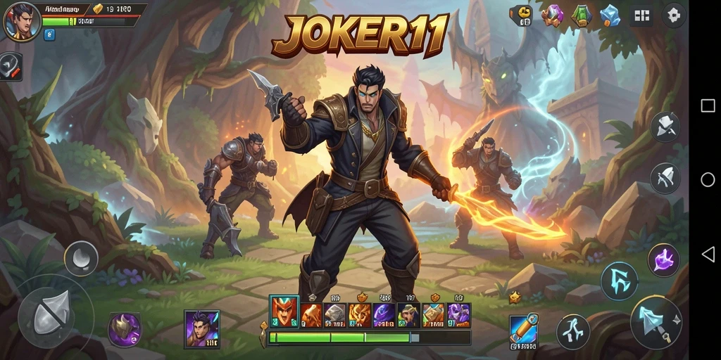 Tampilan utama gameplay JOKER11 dengan aksi pertempuran seru.