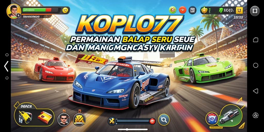 Screenshot gameplay KOPLO77 menampilkan aksi balap yang mendebarkan.