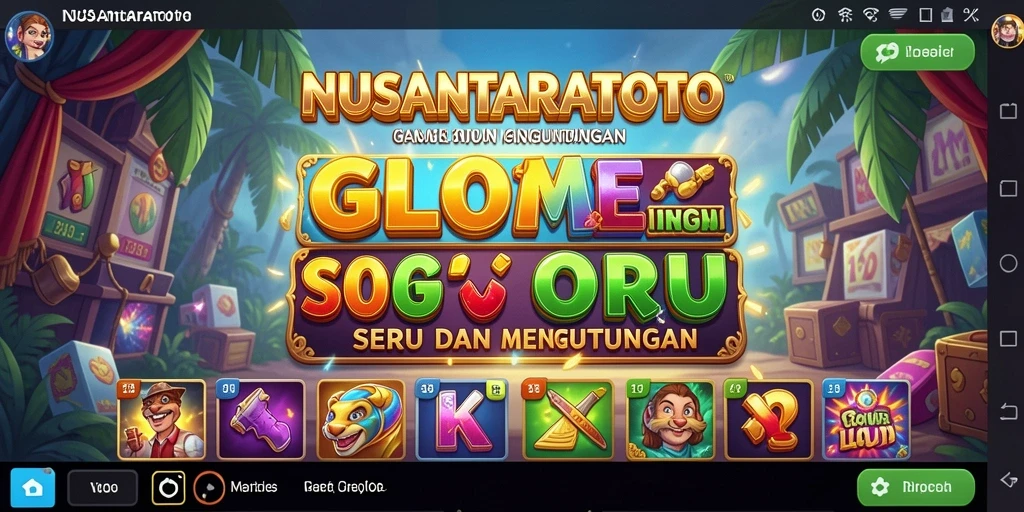 Tangkapan layar permainan NUSANTARATOTO yang menampilkan gulungan slot penuh warna.