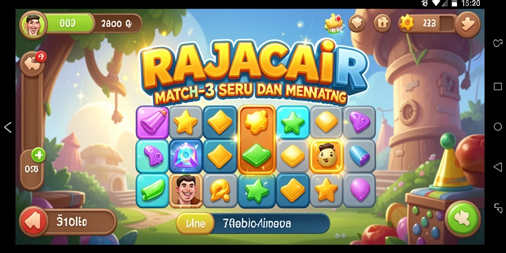 Tampilan gameplay RAJACAIR dengan tantangan Match-3 yang menarik.