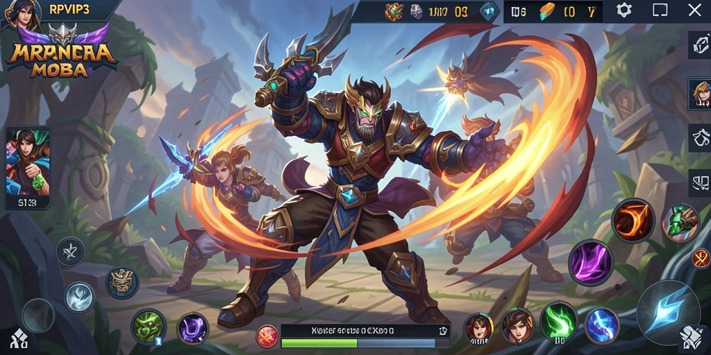 Tampilan seru dan mendebarkan dalam gameplay MOBA RPVIP3.
