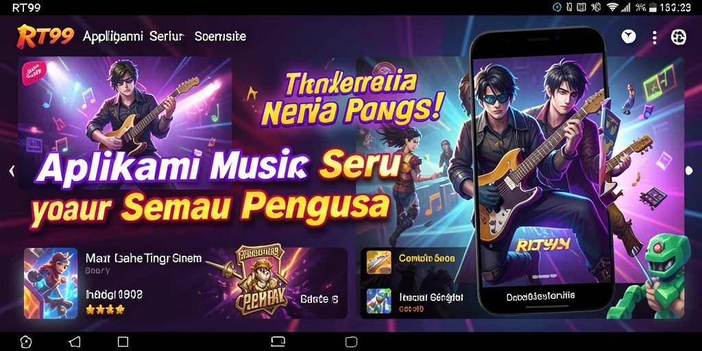 Tampilan screenshot utama RT99 dengan gameplay musik yang seru.