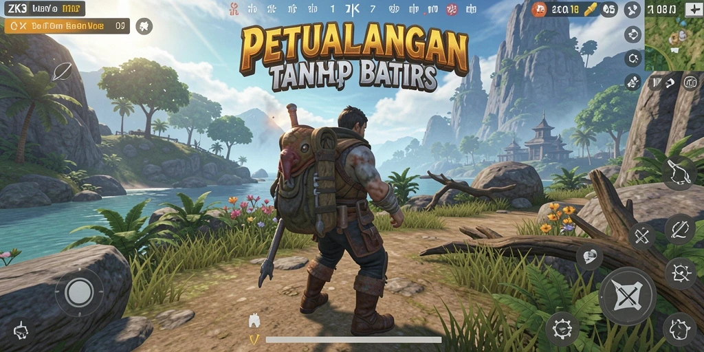 Screenshot gameplay ZK3 menampilkan petualangan yang menegangkan di dunia terbuka.